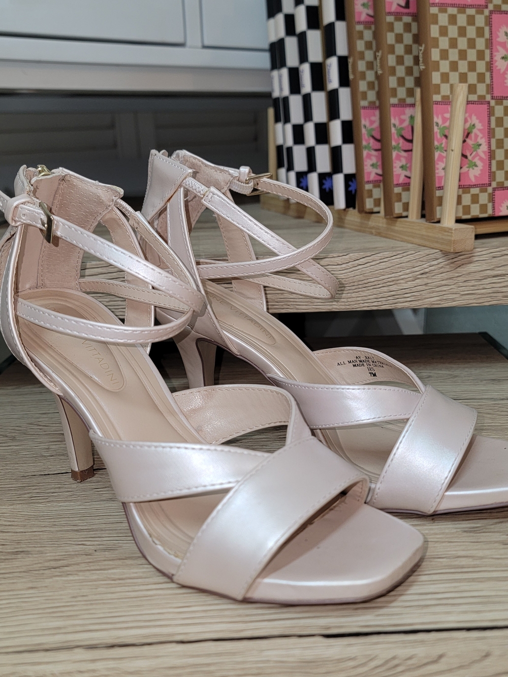 Adrienne Vittadini Women's Strappy High Heel Sandals in Light Pink